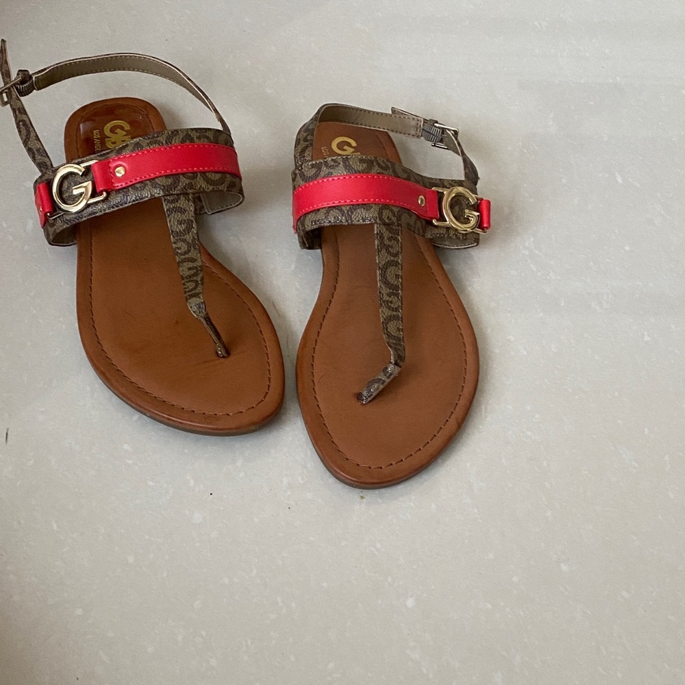 G by Guess Red and Brown Women's Sandals